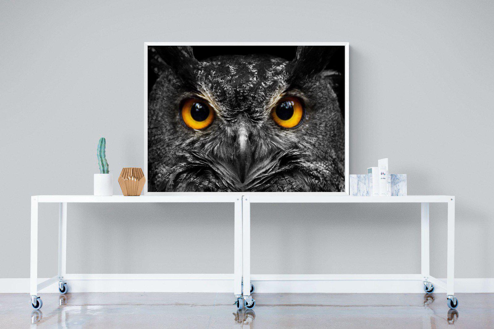 Owl Eyes-Wall_Art-120 x 90cm-Mounted Canvas-White-Pixalot