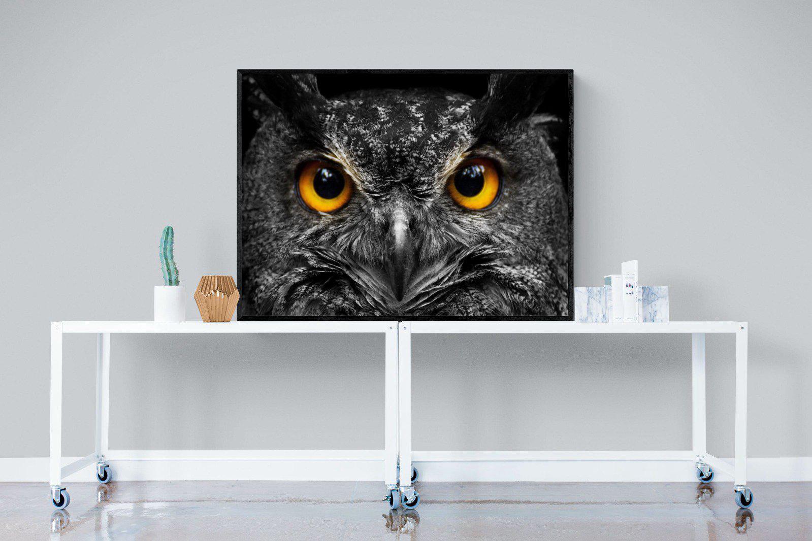 Owl Eyes-Wall_Art-120 x 90cm-Mounted Canvas-Black-Pixalot