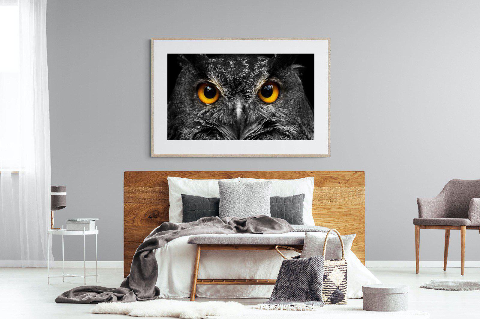 Owl Eyes-Wall_Art-150 x 100cm-Framed Print-Wood-Pixalot