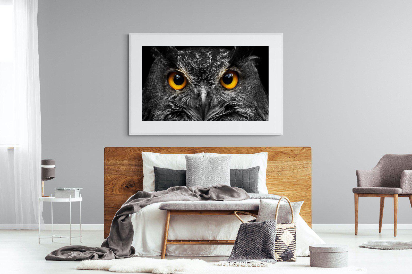 Owl Eyes-Wall_Art-150 x 100cm-Framed Print-White-Pixalot