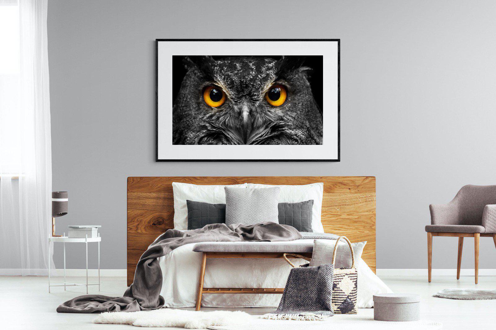 Owl Eyes-Wall_Art-150 x 100cm-Framed Print-Black-Pixalot