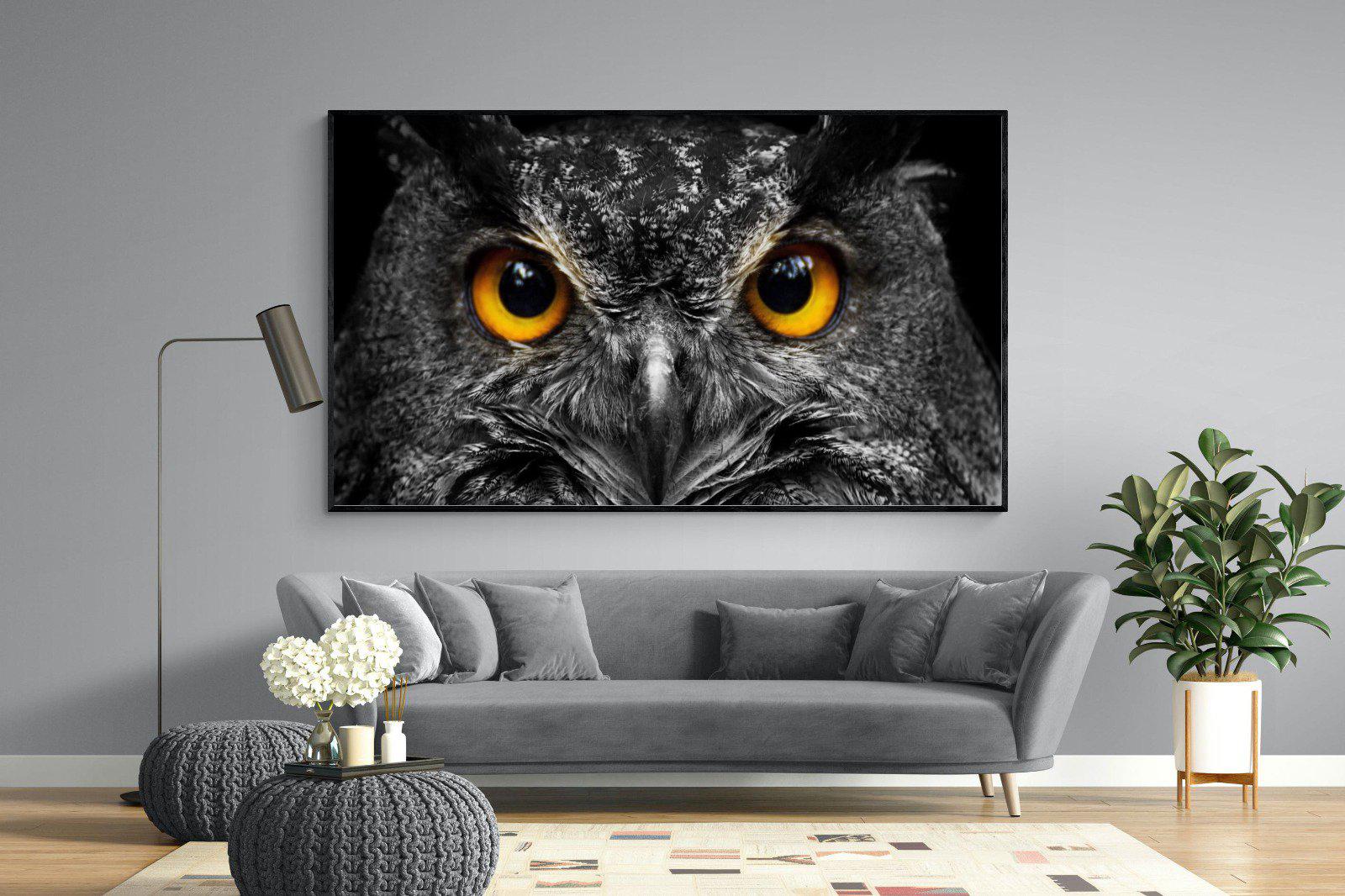 Owl Eyes-Wall_Art-220 x 130cm-Mounted Canvas-Black-Pixalot