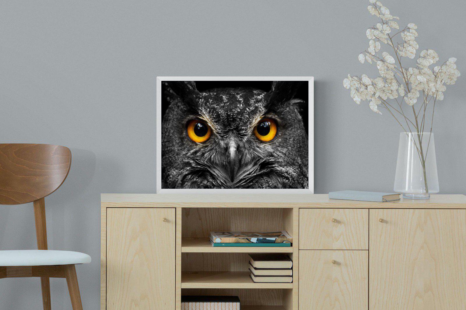 Owl Eyes-Wall_Art-60 x 45cm-Mounted Canvas-White-Pixalot