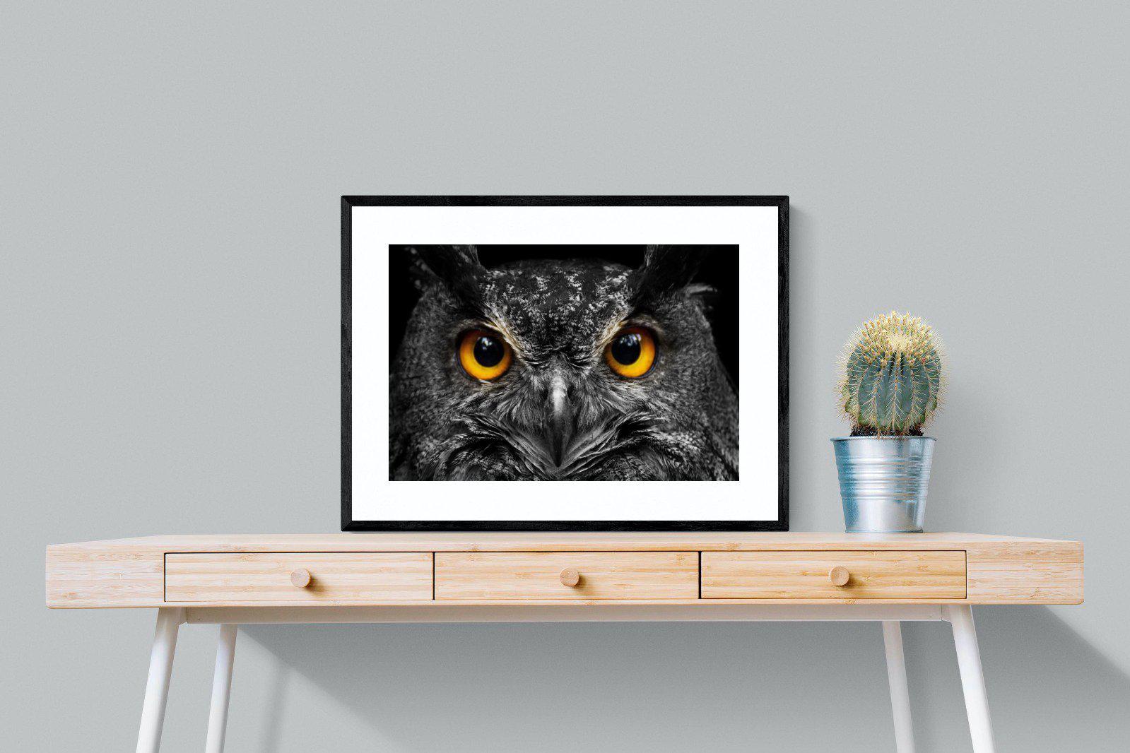 Owl Eyes-Wall_Art-80 x 60cm-Framed Print-Black-Pixalot