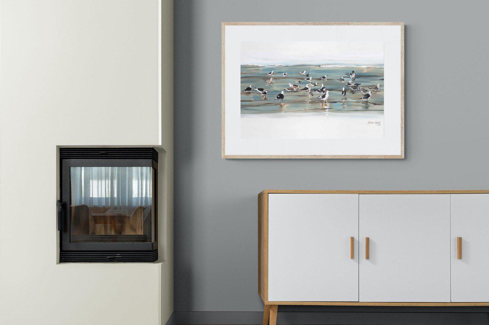 Painted Gulls-Wall_Art-100 x 75cm-Framed Print-Wood-Pixalot