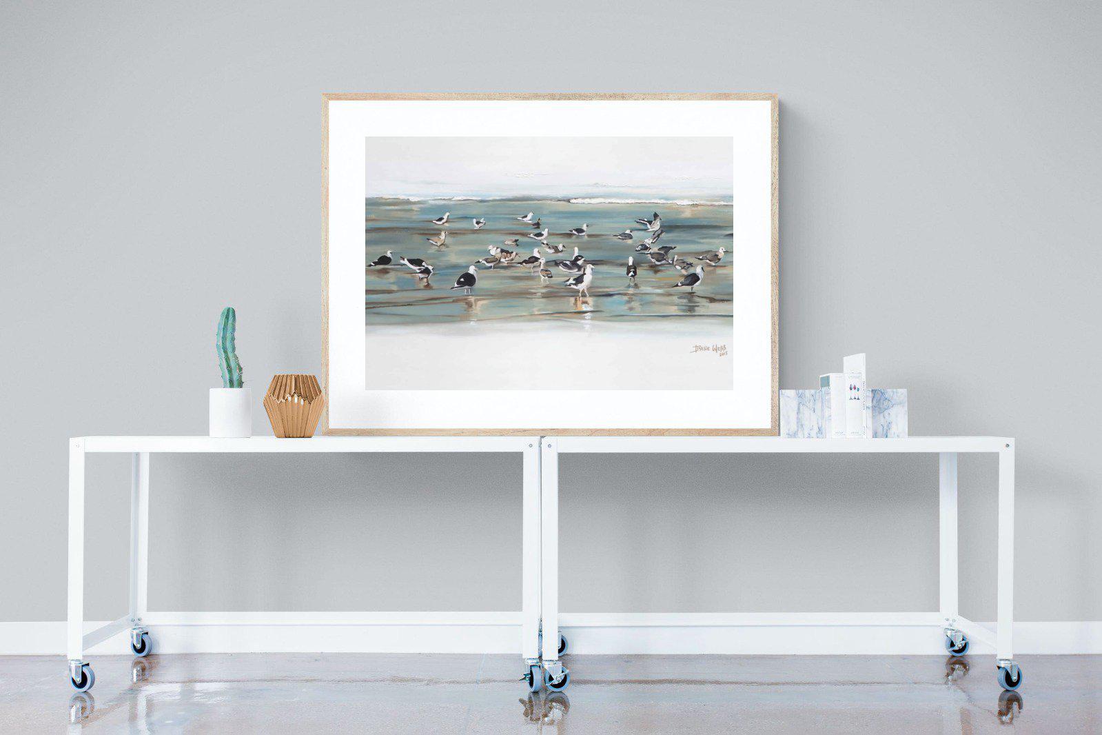 Painted Gulls-Wall_Art-120 x 90cm-Framed Print-Wood-Pixalot
