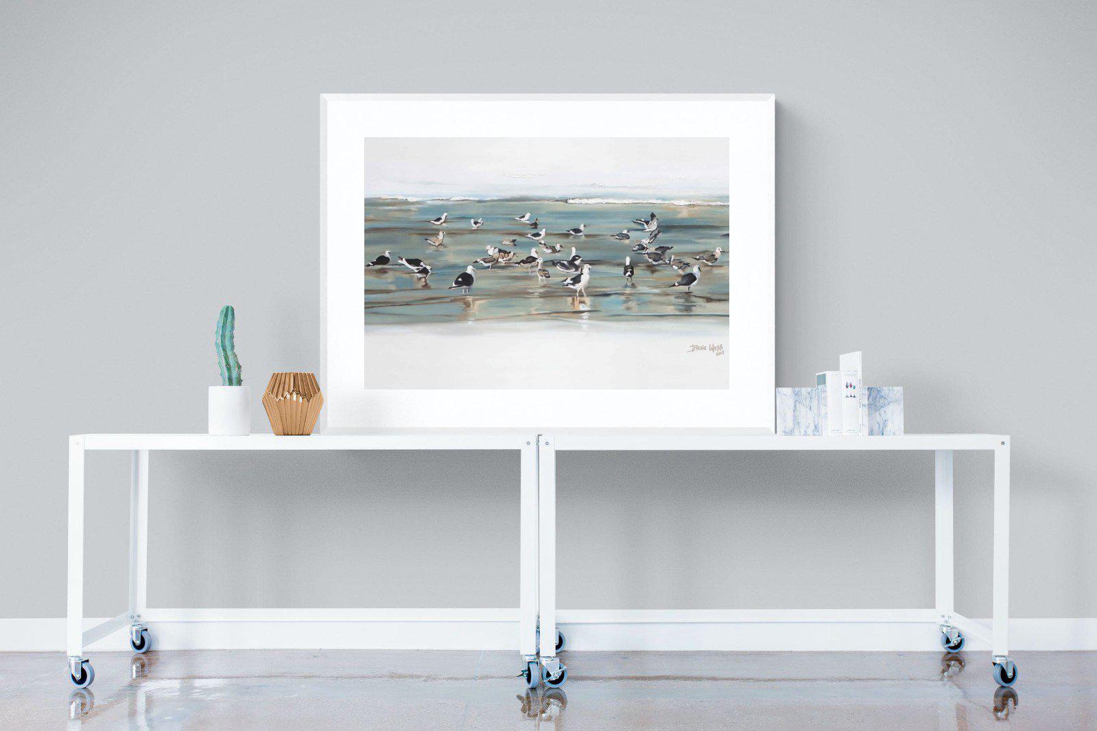 Painted Gulls-Wall_Art-120 x 90cm-Framed Print-White-Pixalot