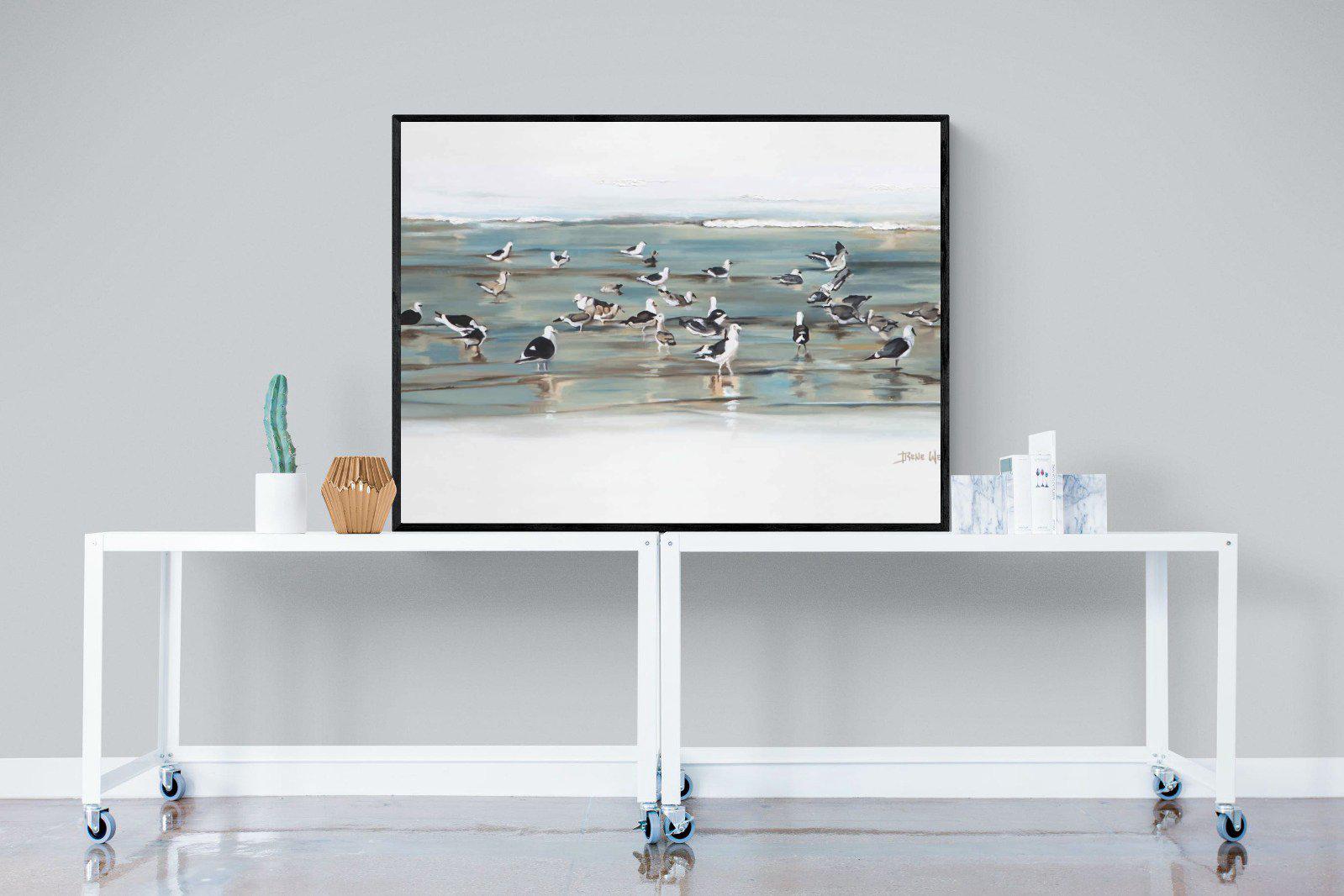 Painted Gulls-Wall_Art-120 x 90cm-Mounted Canvas-Black-Pixalot