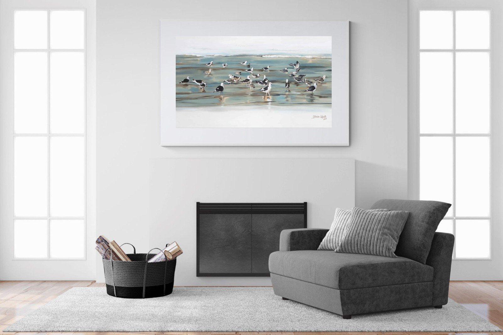 Painted Gulls-Wall_Art-150 x 100cm-Framed Print-White-Pixalot