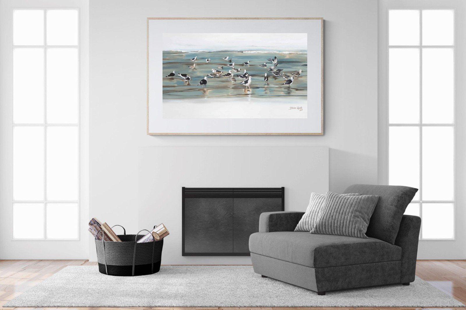 Painted Gulls-Wall_Art-150 x 100cm-Framed Print-Wood-Pixalot