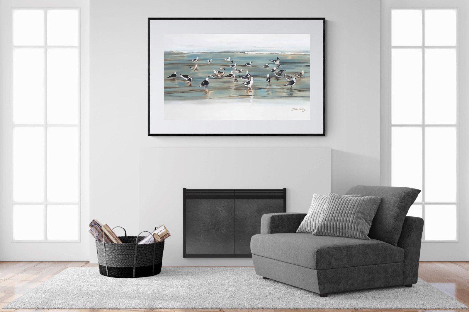 Painted Gulls-Wall_Art-150 x 100cm-Framed Print-Black-Pixalot