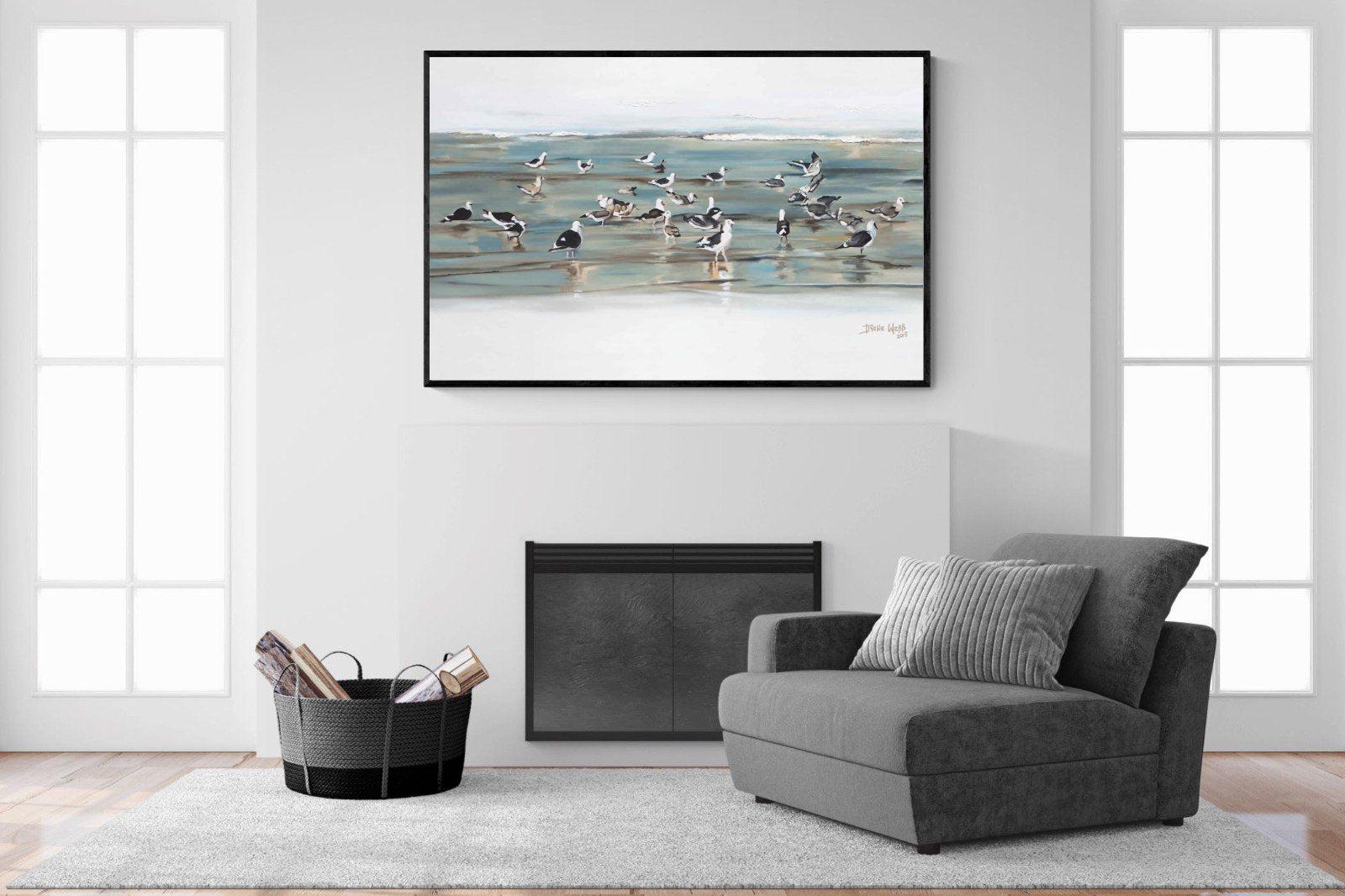 Painted Gulls-Wall_Art-150 x 100cm-Mounted Canvas-Black-Pixalot
