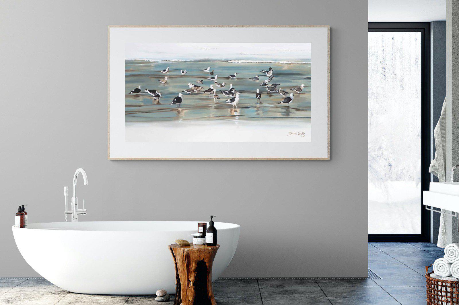 Painted Gulls-Wall_Art-180 x 110cm-Framed Print-Wood-Pixalot