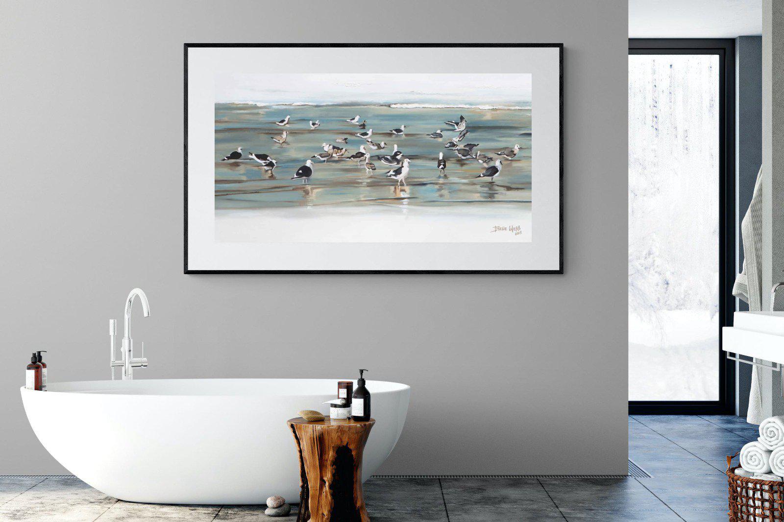 Painted Gulls-Wall_Art-180 x 110cm-Framed Print-Black-Pixalot