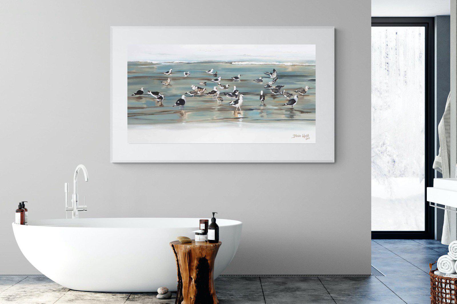 Painted Gulls-Wall_Art-180 x 110cm-Framed Print-White-Pixalot