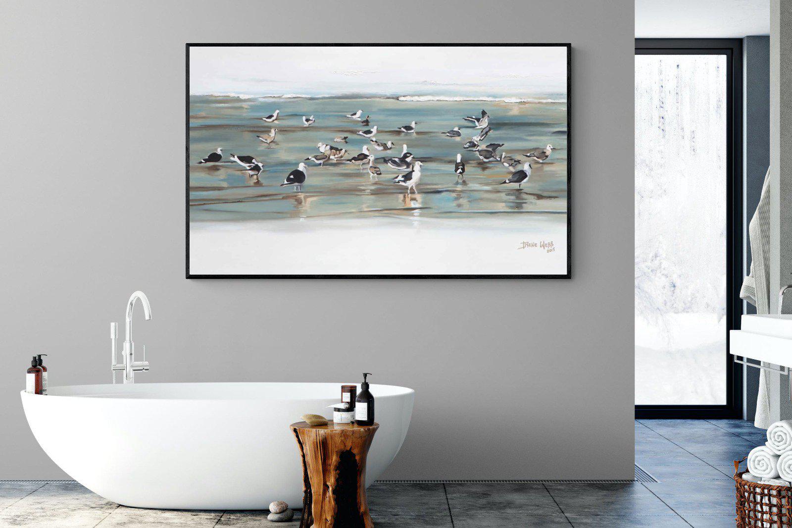 Painted Gulls-Wall_Art-180 x 110cm-Mounted Canvas-Black-Pixalot