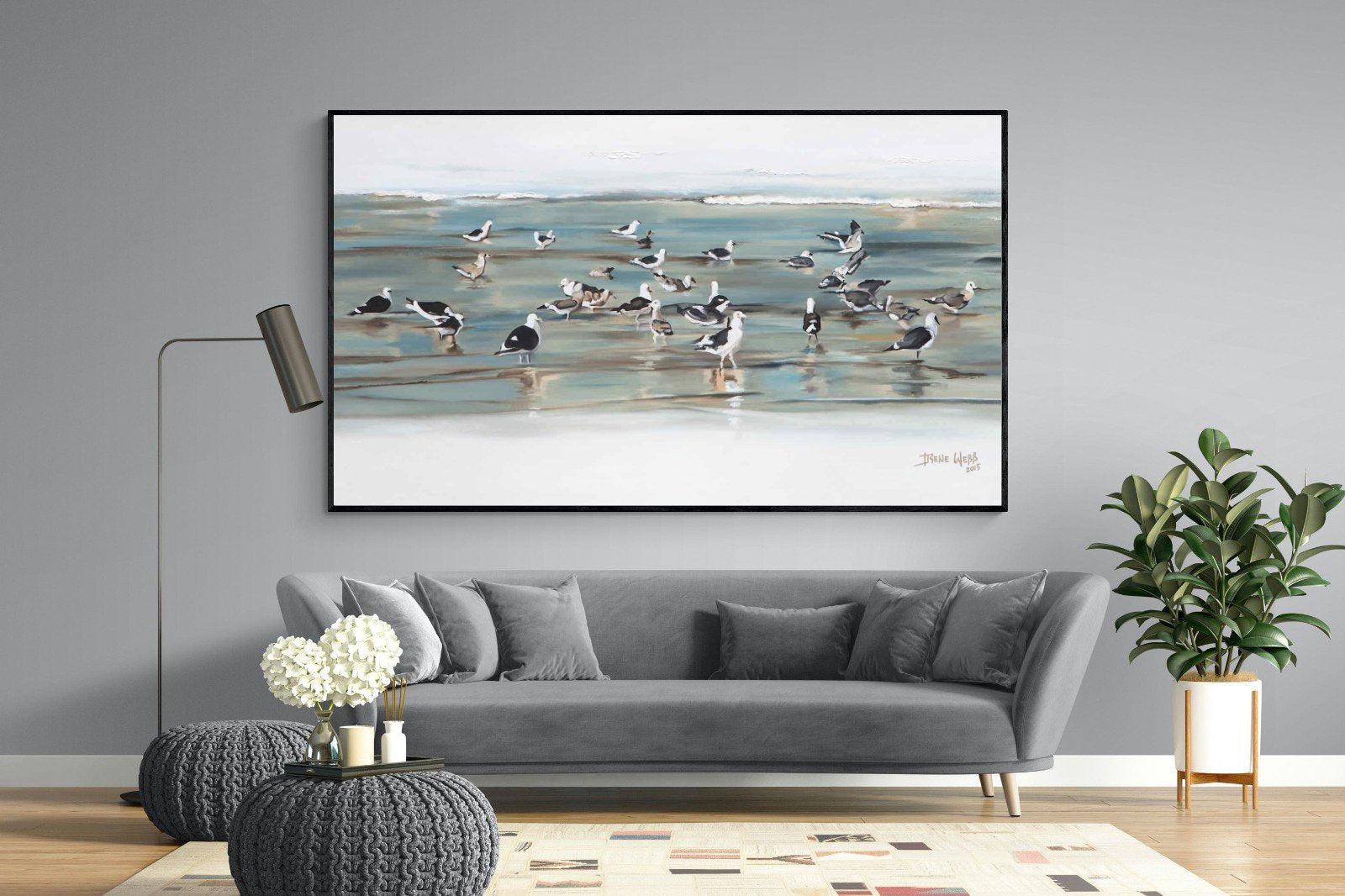 Painted Gulls-Wall_Art-220 x 130cm-Mounted Canvas-Black-Pixalot