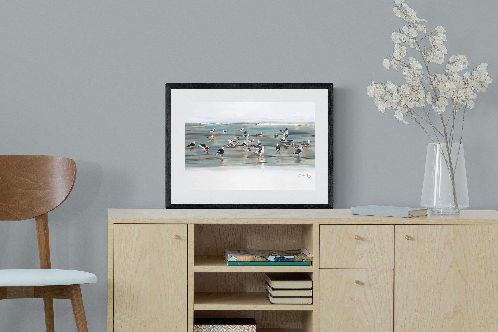 Painted Gulls-Wall_Art-60 x 45cm-Framed Print-Black-Pixalot