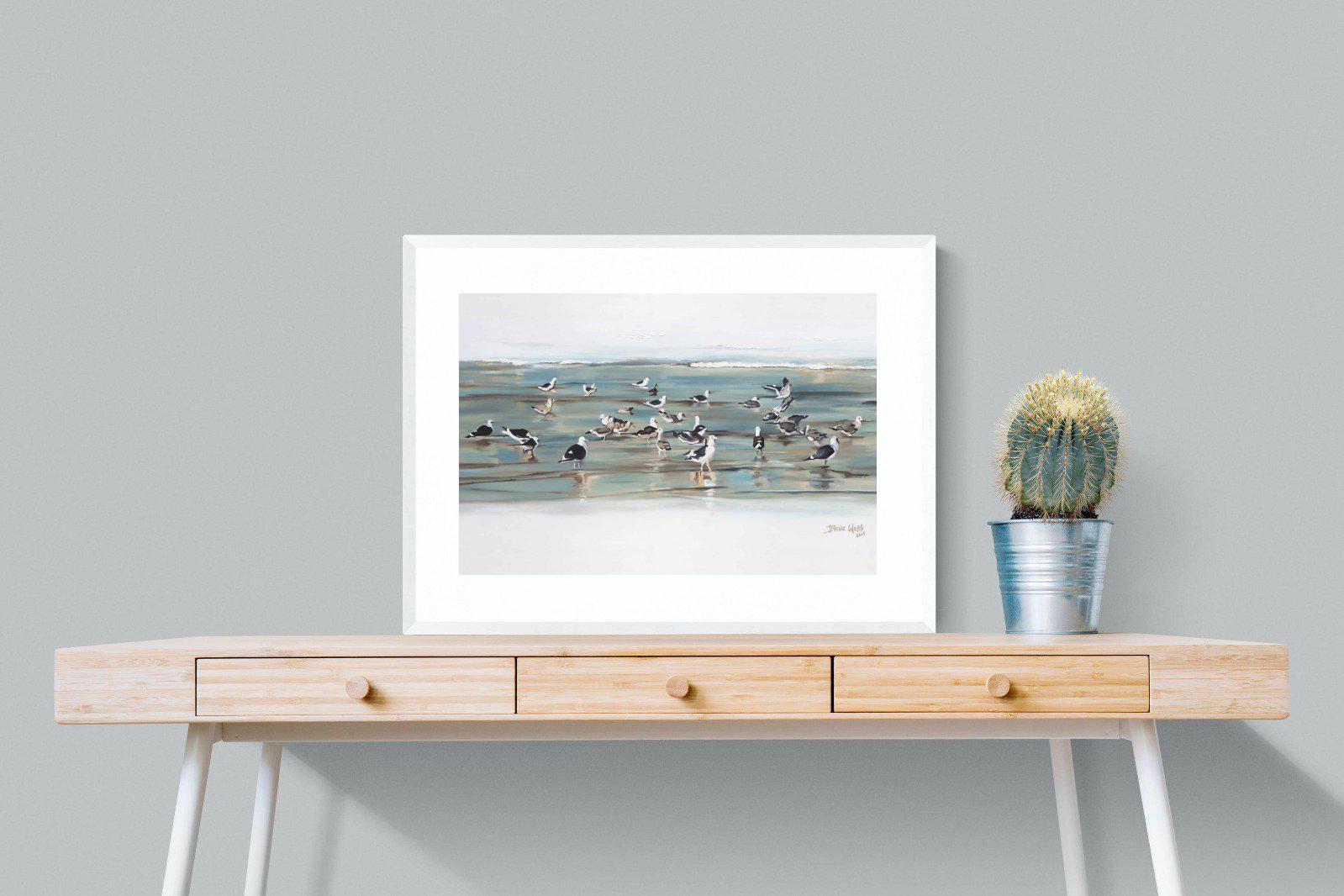 Painted Gulls-Wall_Art-80 x 60cm-Framed Print-White-Pixalot