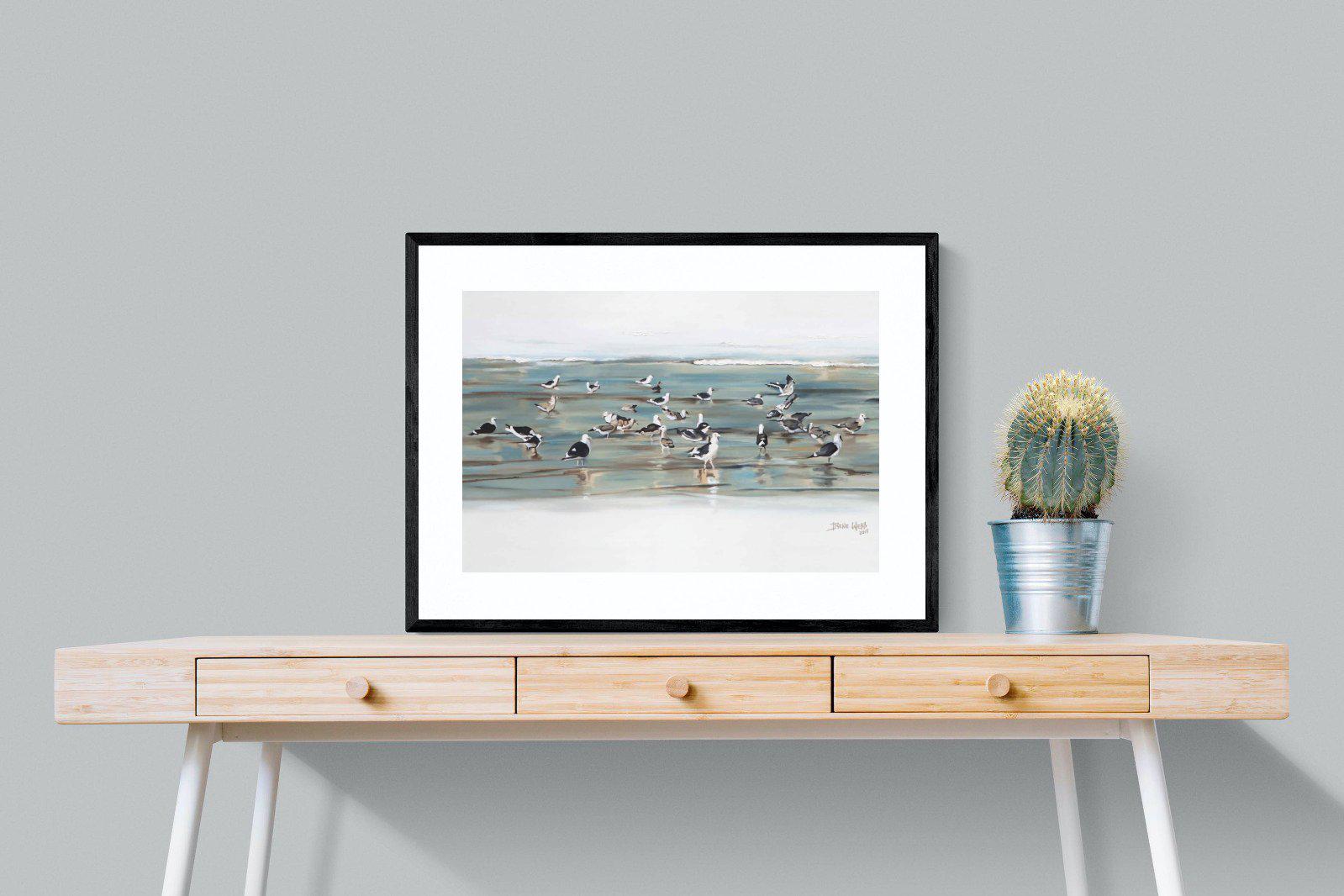 Painted Gulls-Wall_Art-80 x 60cm-Framed Print-Black-Pixalot
