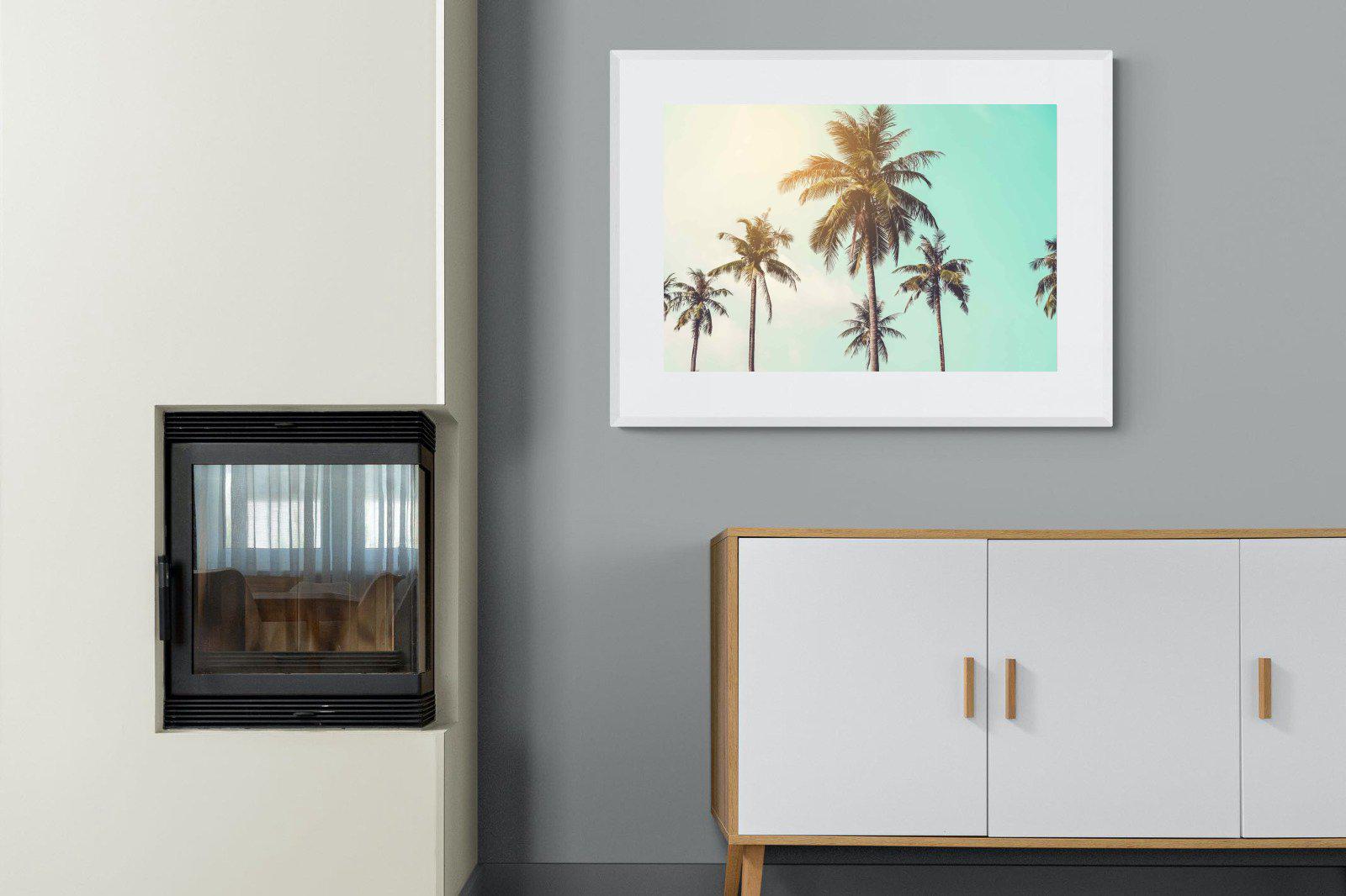 Palm Trees-Wall_Art-100 x 75cm-Framed Print-White-Pixalot