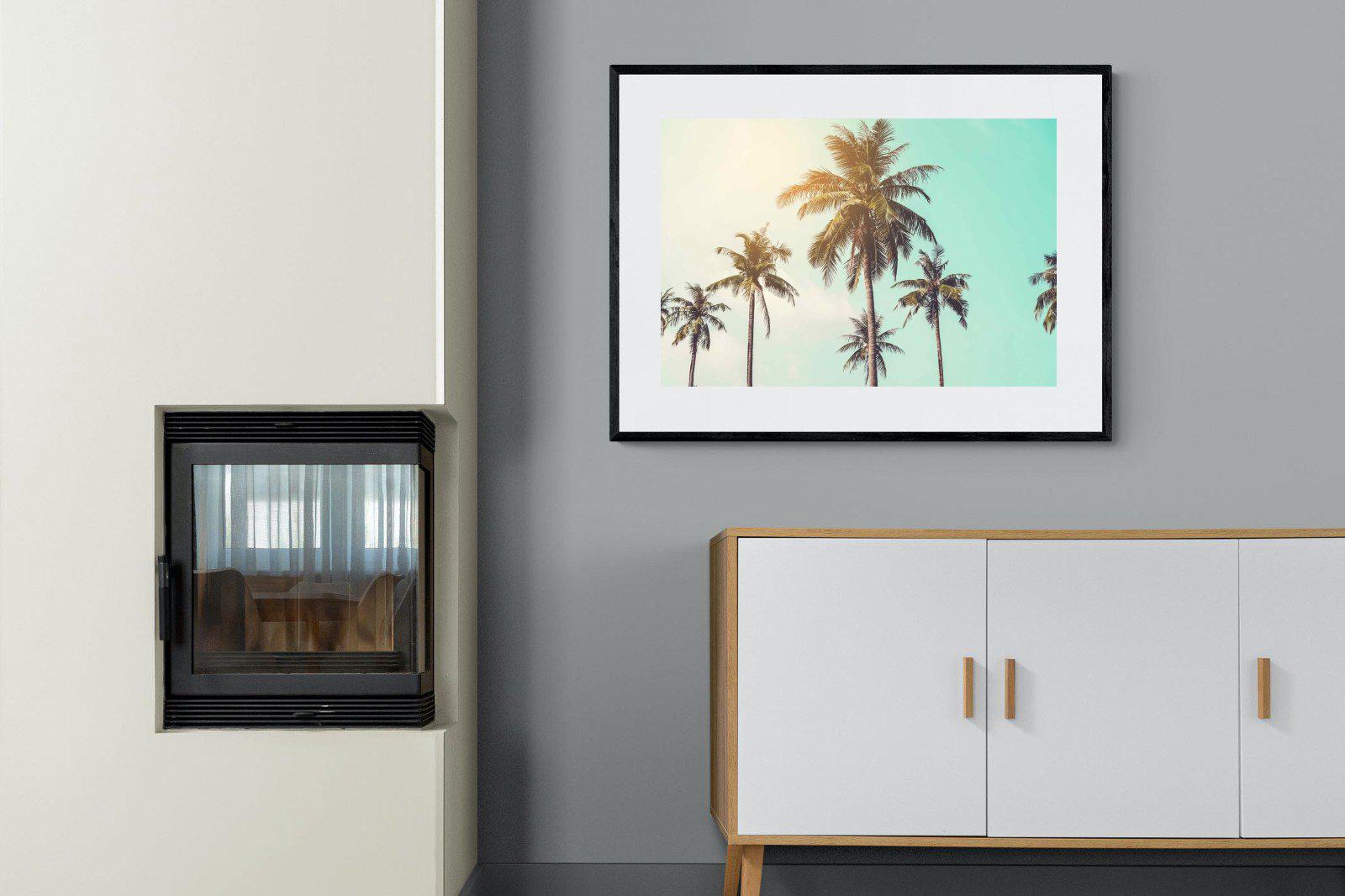 Palm Trees-Wall_Art-100 x 75cm-Framed Print-Black-Pixalot