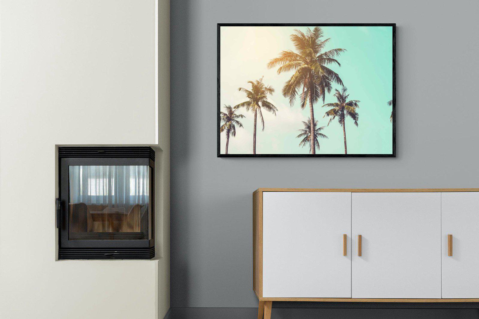 Palm Trees-Wall_Art-100 x 75cm-Mounted Canvas-Black-Pixalot