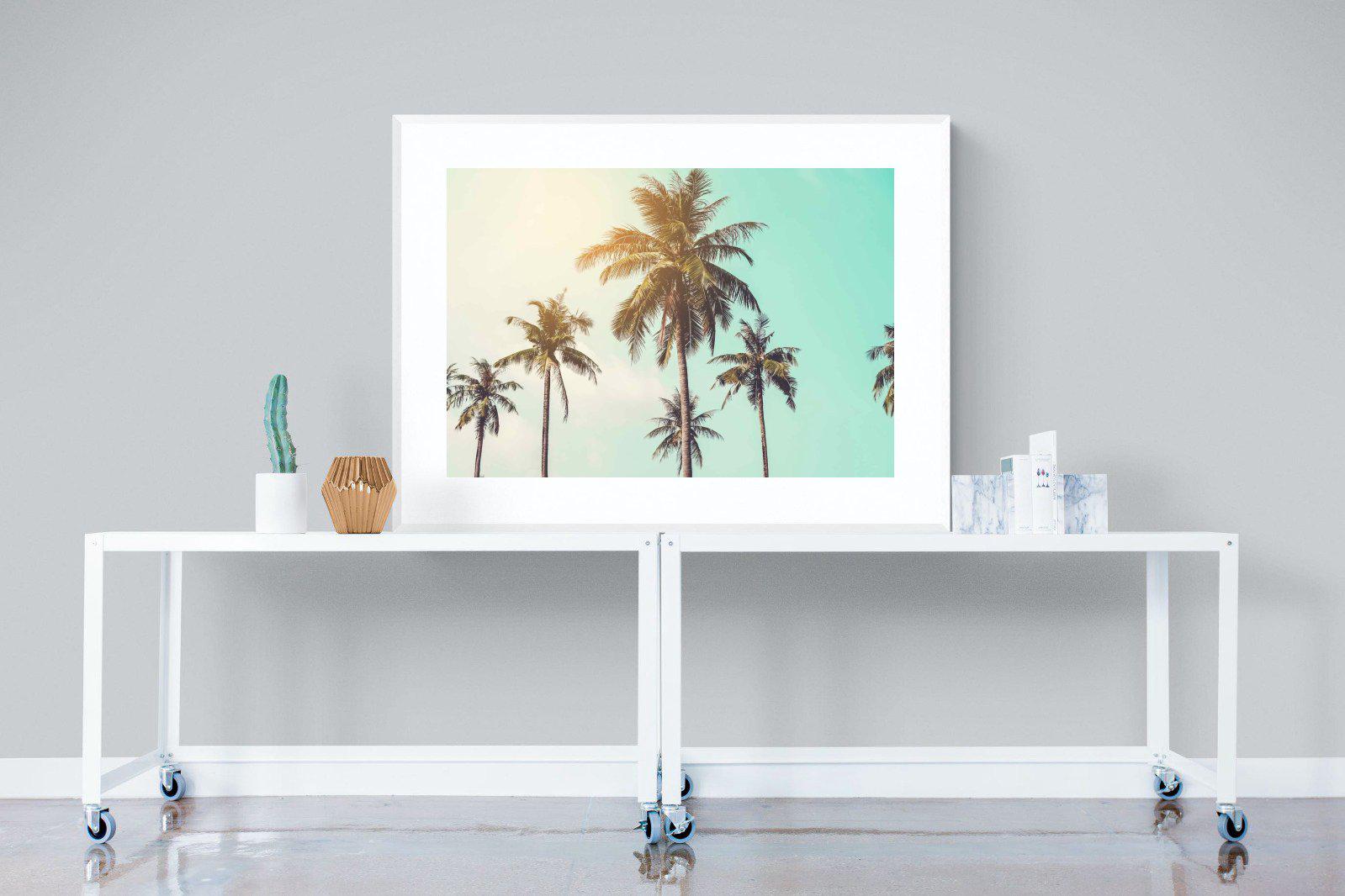 Palm Trees-Wall_Art-120 x 90cm-Framed Print-White-Pixalot