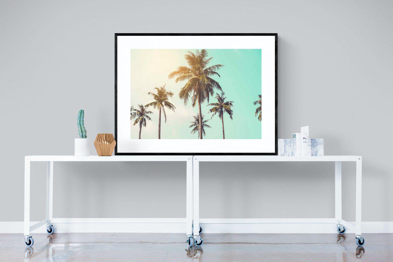 Palm Trees-Wall_Art-120 x 90cm-Framed Print-Black-Pixalot