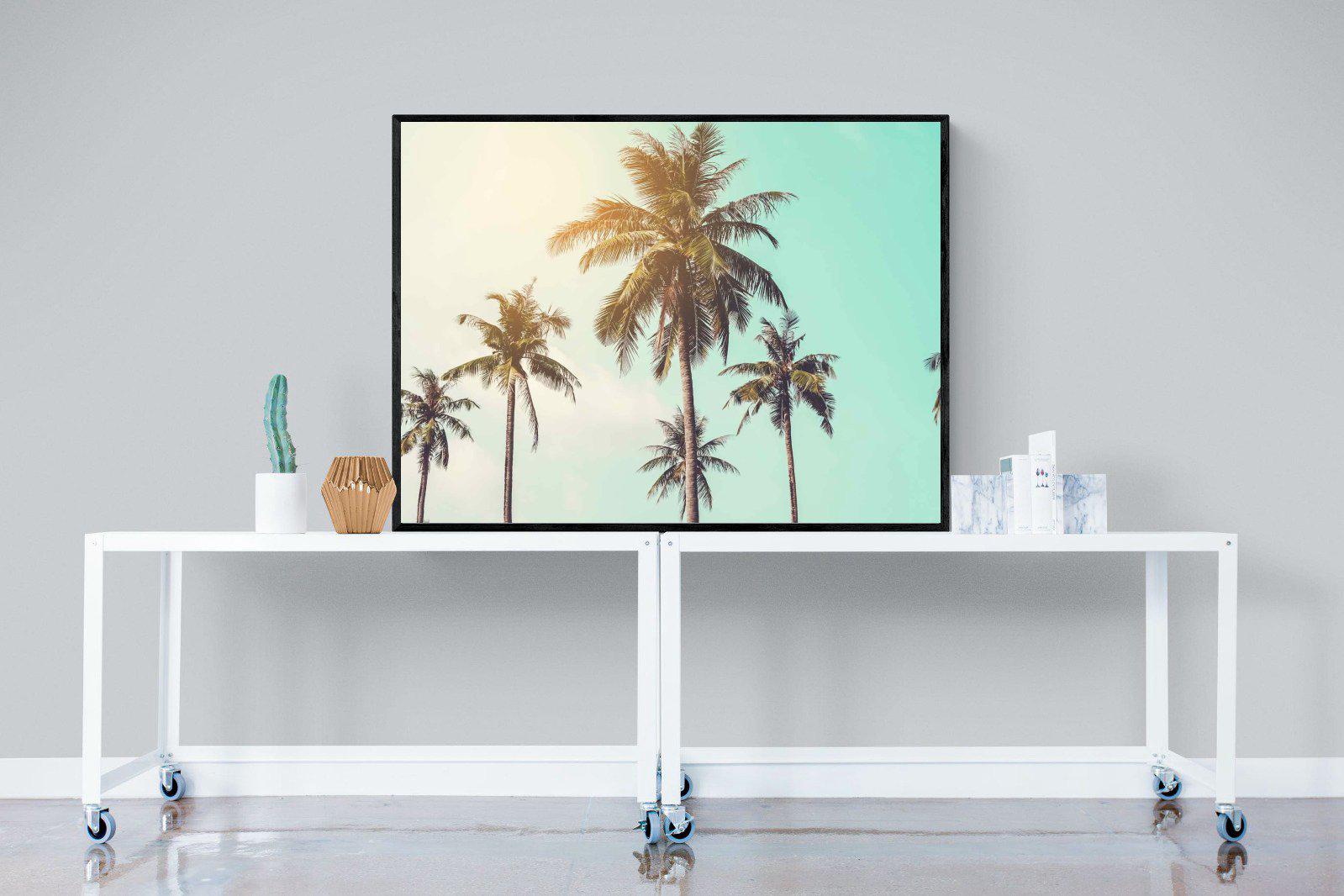 Palm Trees-Wall_Art-120 x 90cm-Mounted Canvas-Black-Pixalot