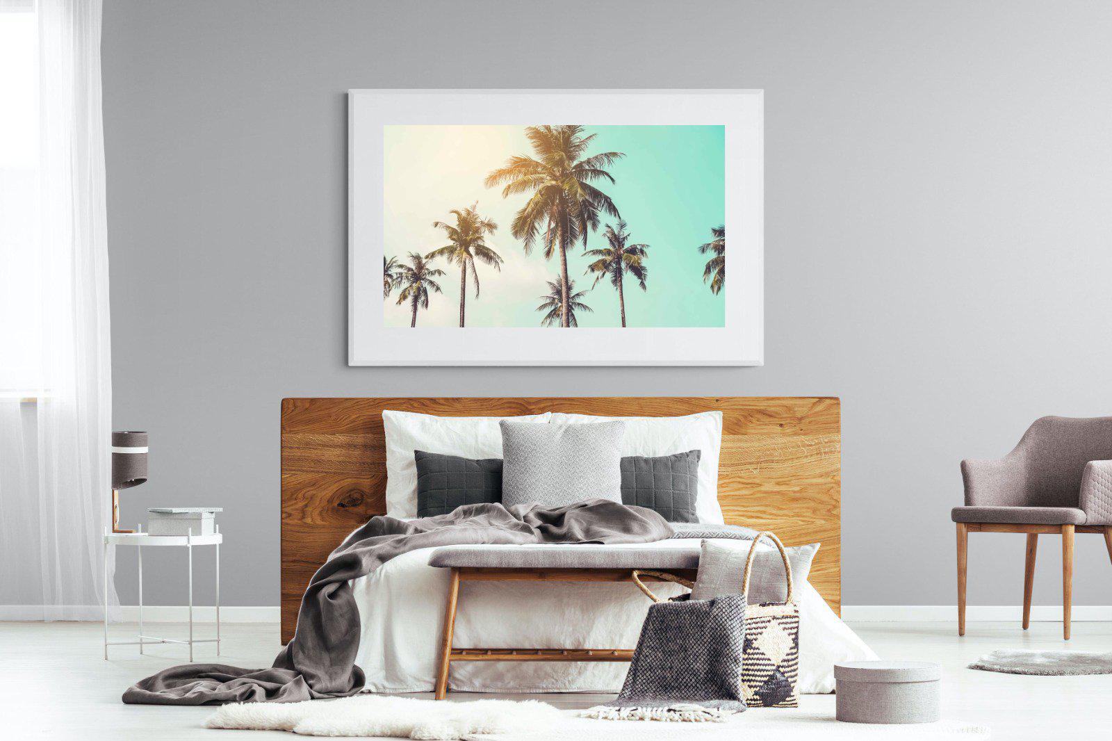Palm Trees-Wall_Art-150 x 100cm-Framed Print-White-Pixalot