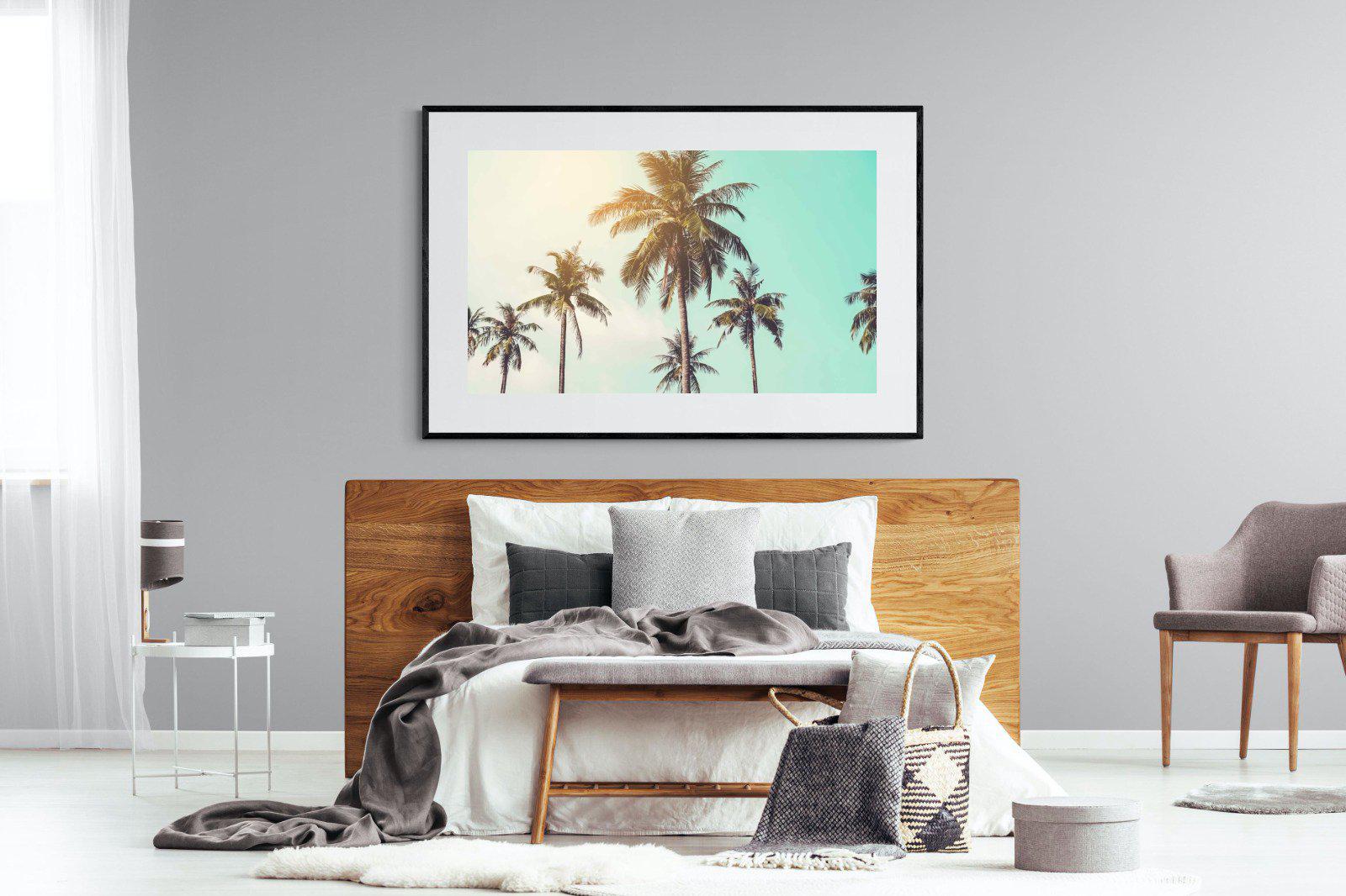 Palm Trees-Wall_Art-150 x 100cm-Framed Print-Black-Pixalot