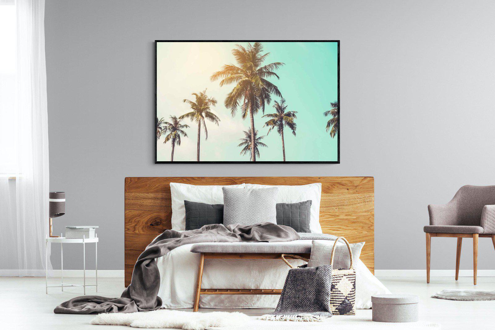 Palm Trees-Wall_Art-150 x 100cm-Mounted Canvas-Black-Pixalot