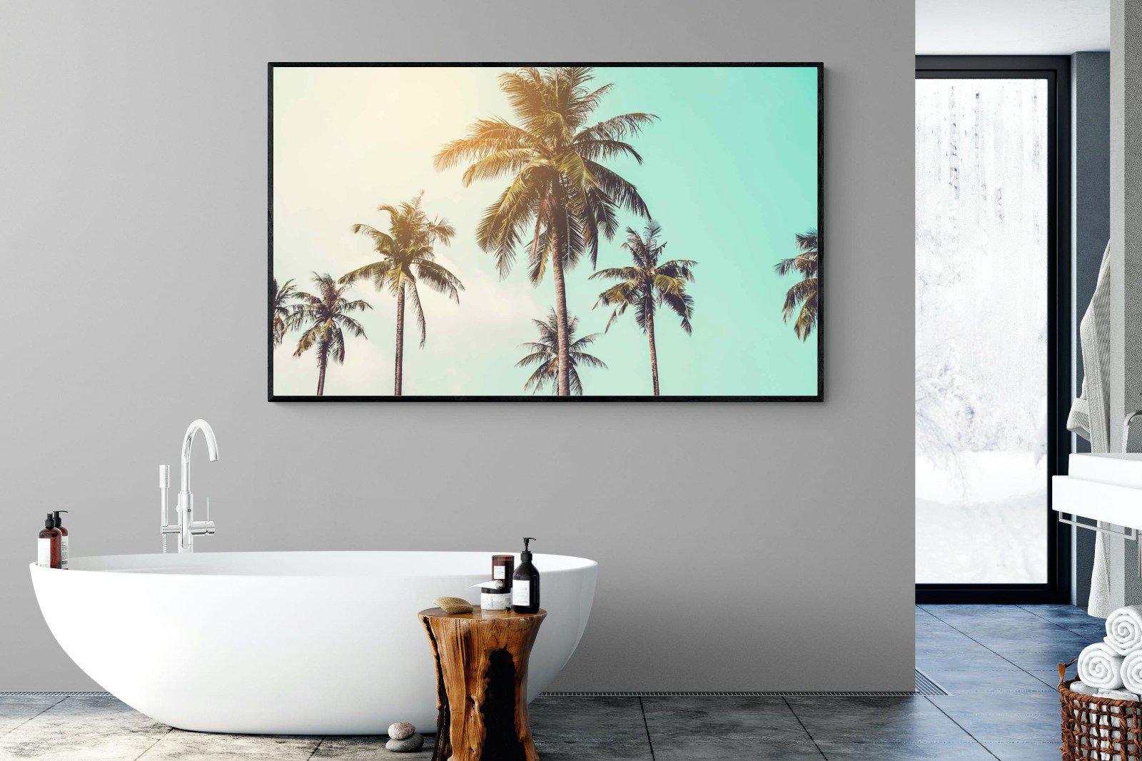 Palm Trees-Wall_Art-180 x 110cm-Mounted Canvas-Black-Pixalot