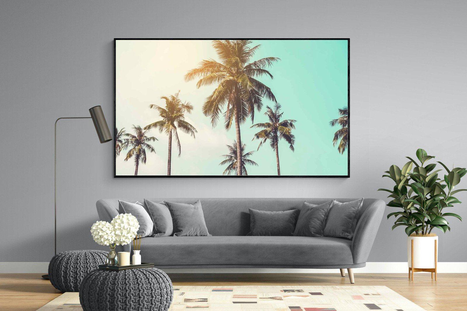 Palm Trees-Wall_Art-220 x 130cm-Mounted Canvas-Black-Pixalot