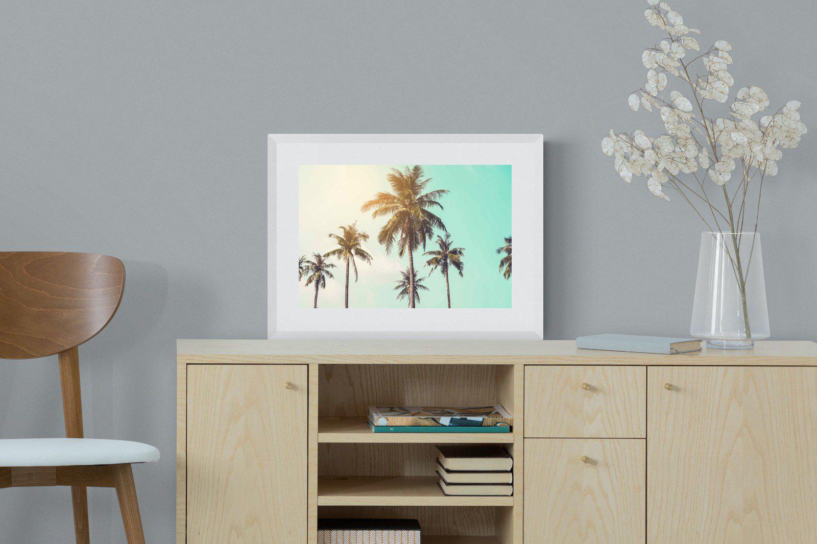 Palm Trees-Wall_Art-60 x 45cm-Framed Print-White-Pixalot