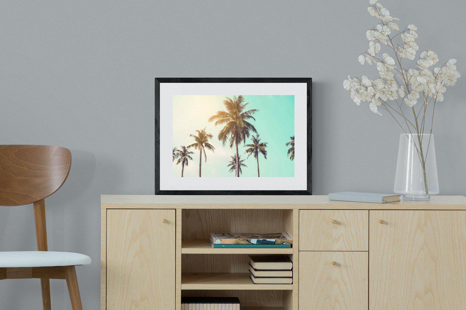 Palm Trees-Wall_Art-60 x 45cm-Framed Print-Black-Pixalot