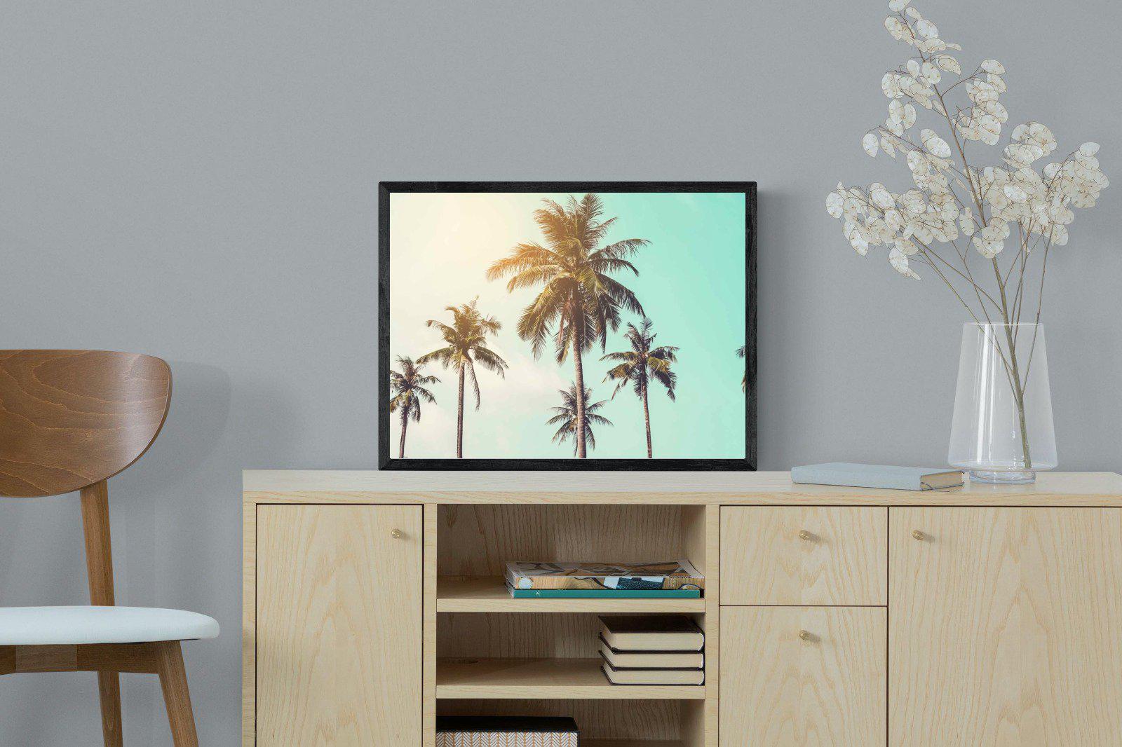 Palm Trees-Wall_Art-60 x 45cm-Mounted Canvas-Black-Pixalot