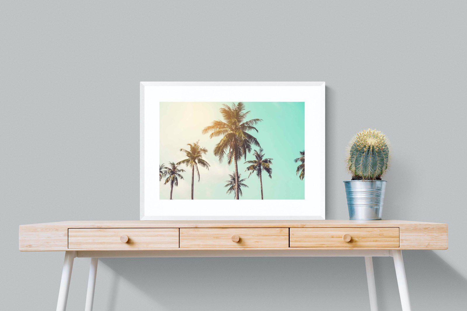 Palm Trees-Wall_Art-80 x 60cm-Framed Print-White-Pixalot