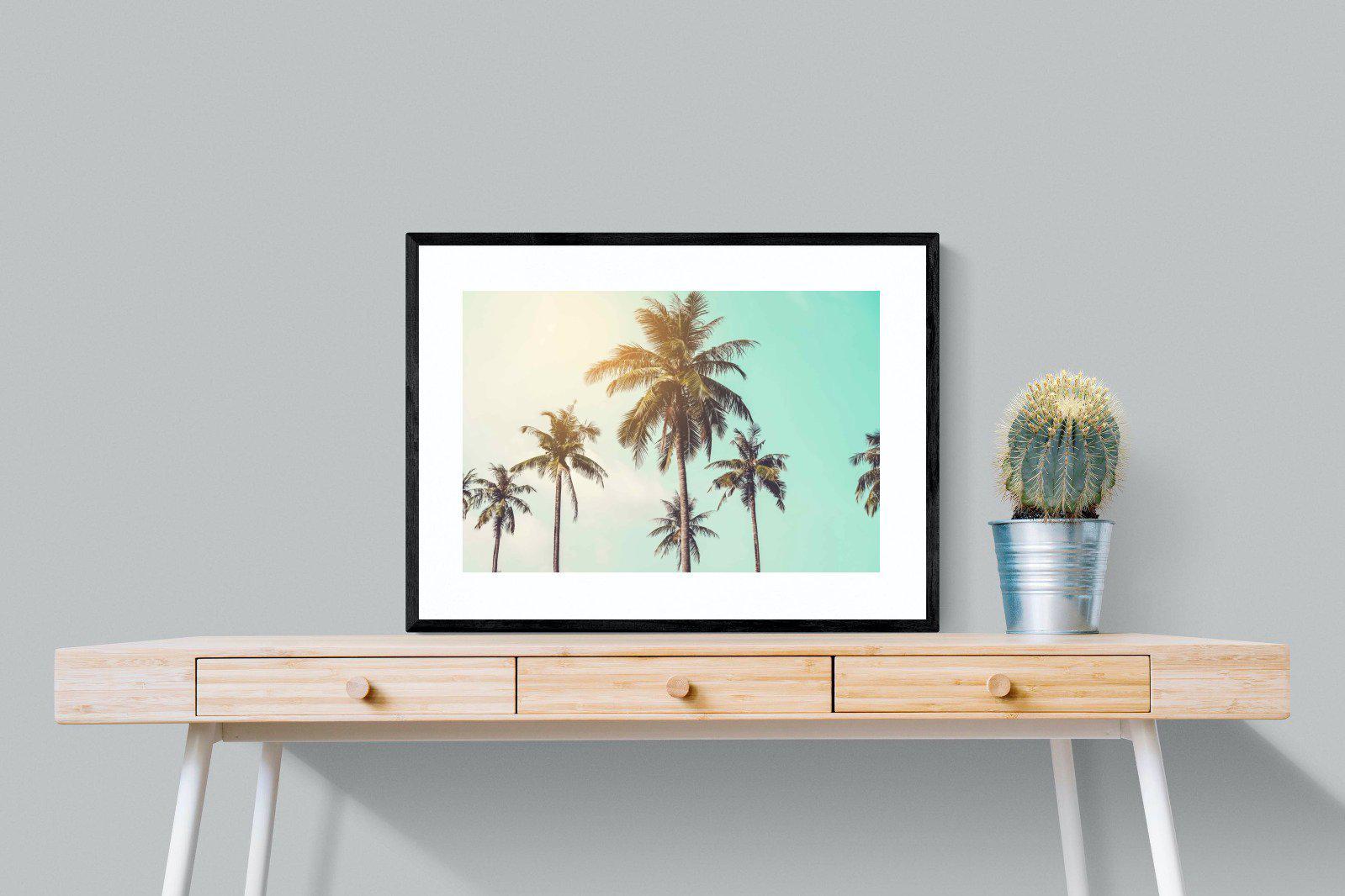 Palm Trees-Wall_Art-80 x 60cm-Framed Print-Black-Pixalot