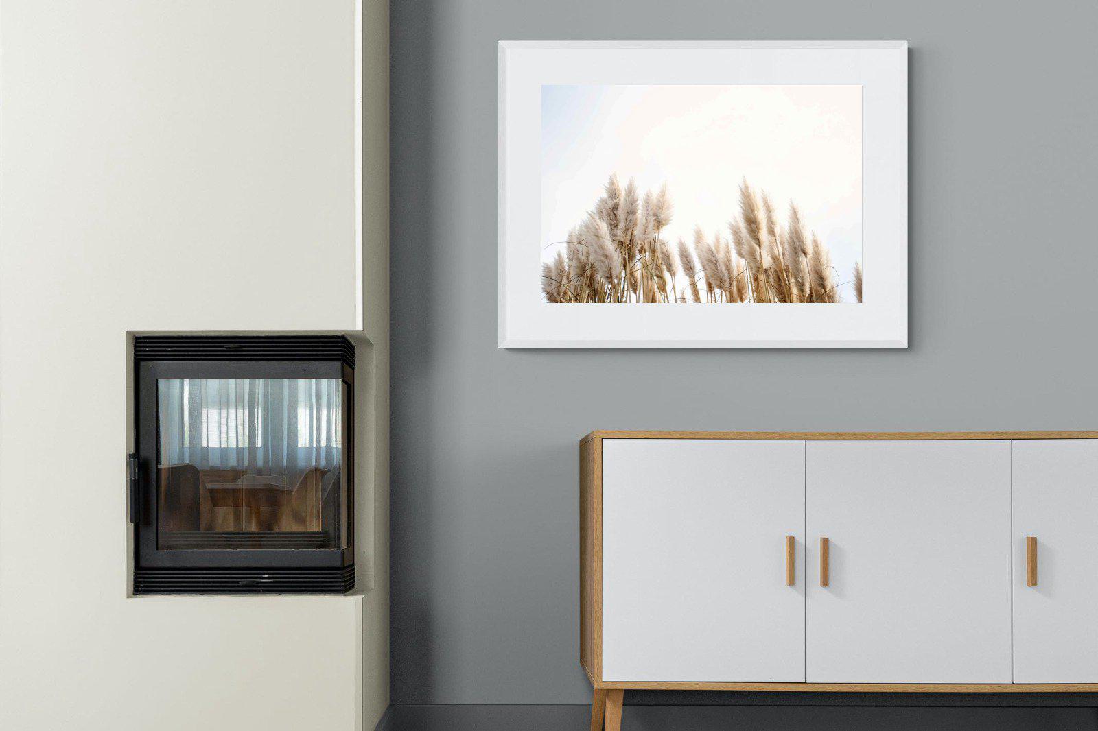 Pampas Grass-Wall_Art-100 x 75cm-Framed Print-White-Pixalot
