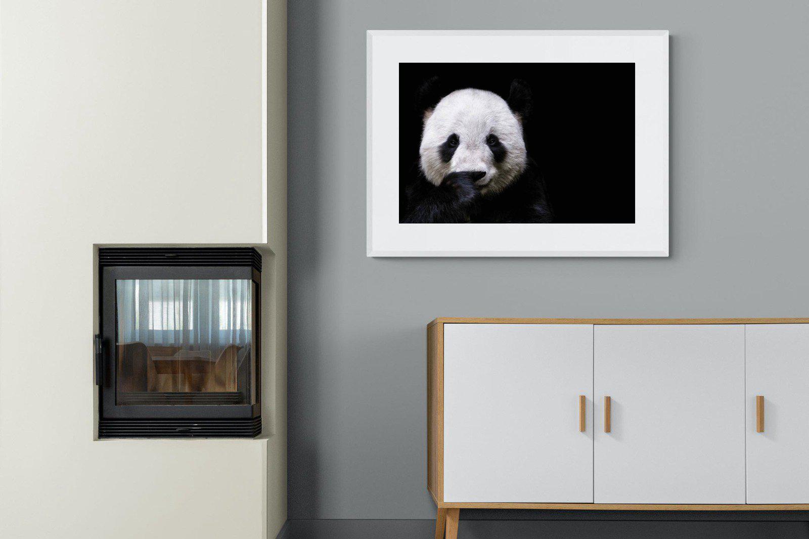 Panda-Wall_Art-100 x 75cm-Framed Print-White-Pixalot