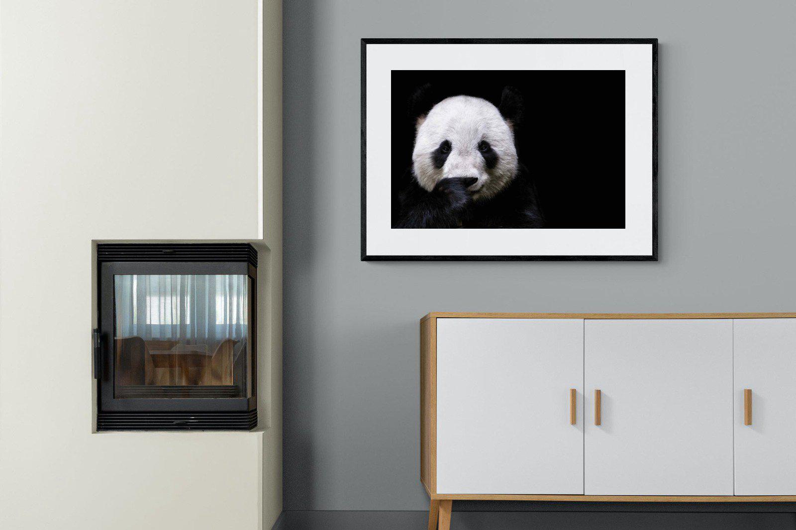 Panda-Wall_Art-100 x 75cm-Framed Print-Black-Pixalot
