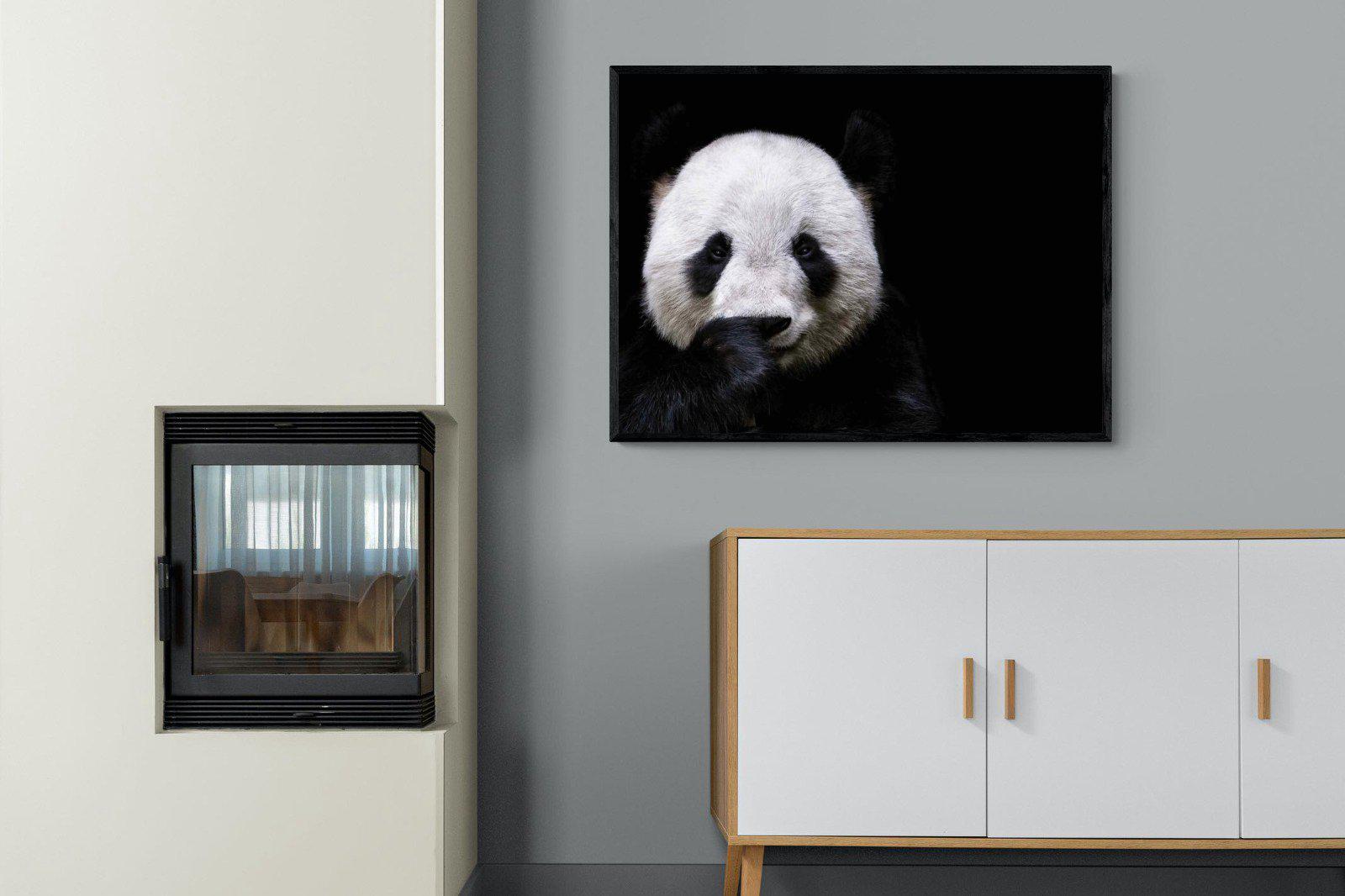 Panda-Wall_Art-100 x 75cm-Mounted Canvas-Black-Pixalot