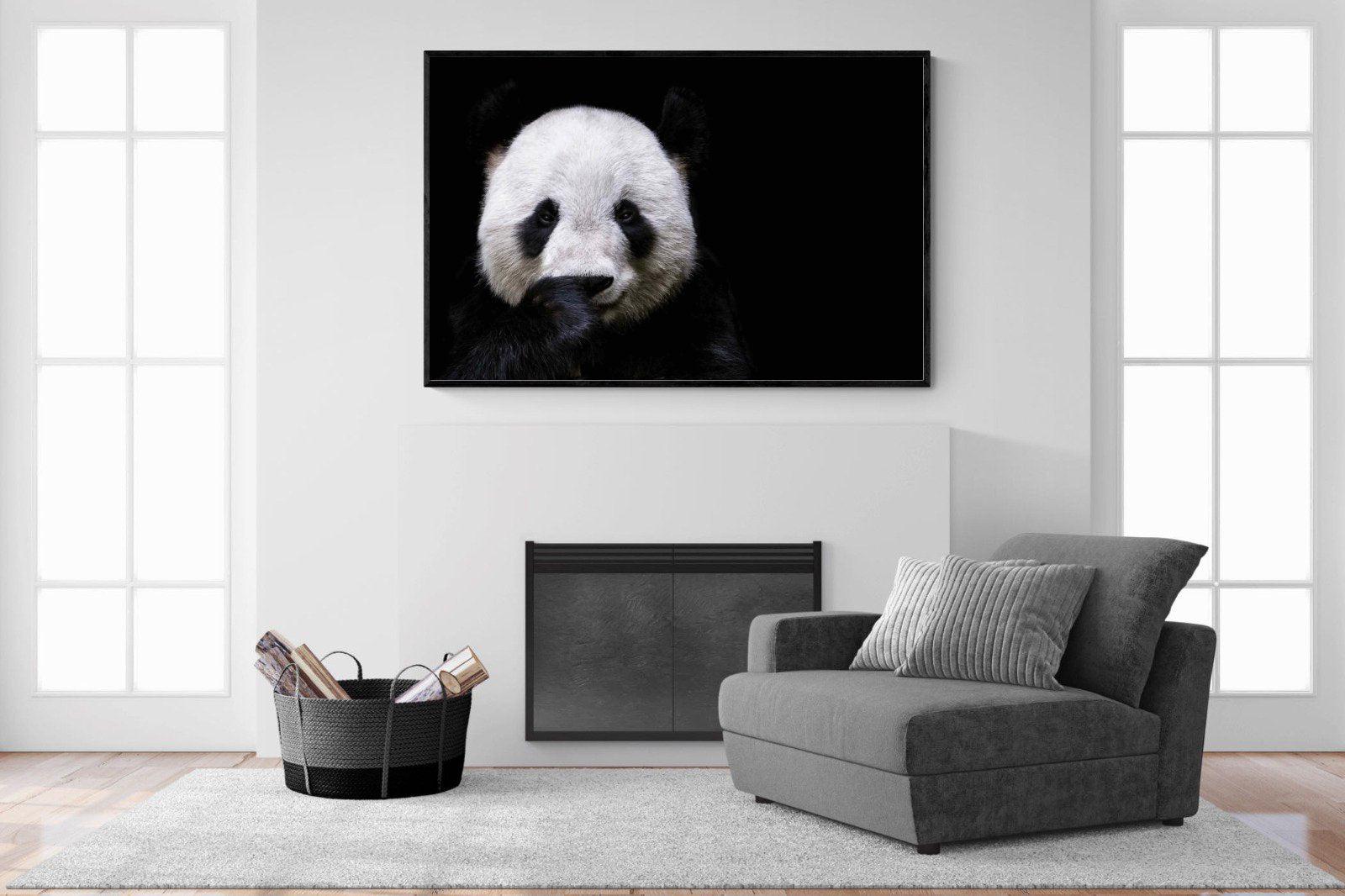 Panda-Wall_Art-150 x 100cm-Mounted Canvas-Black-Pixalot