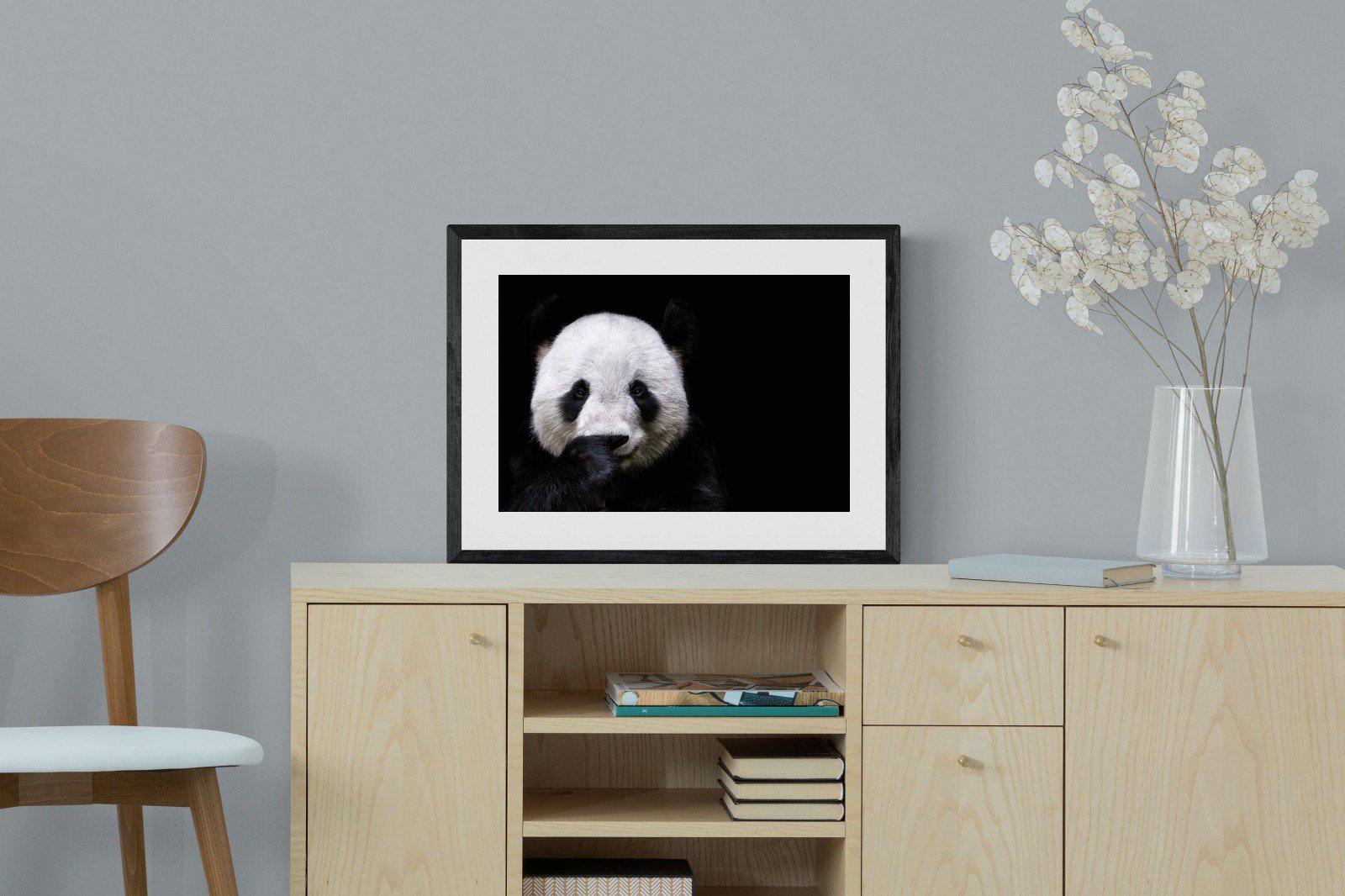 Panda-Wall_Art-60 x 45cm-Framed Print-Black-Pixalot