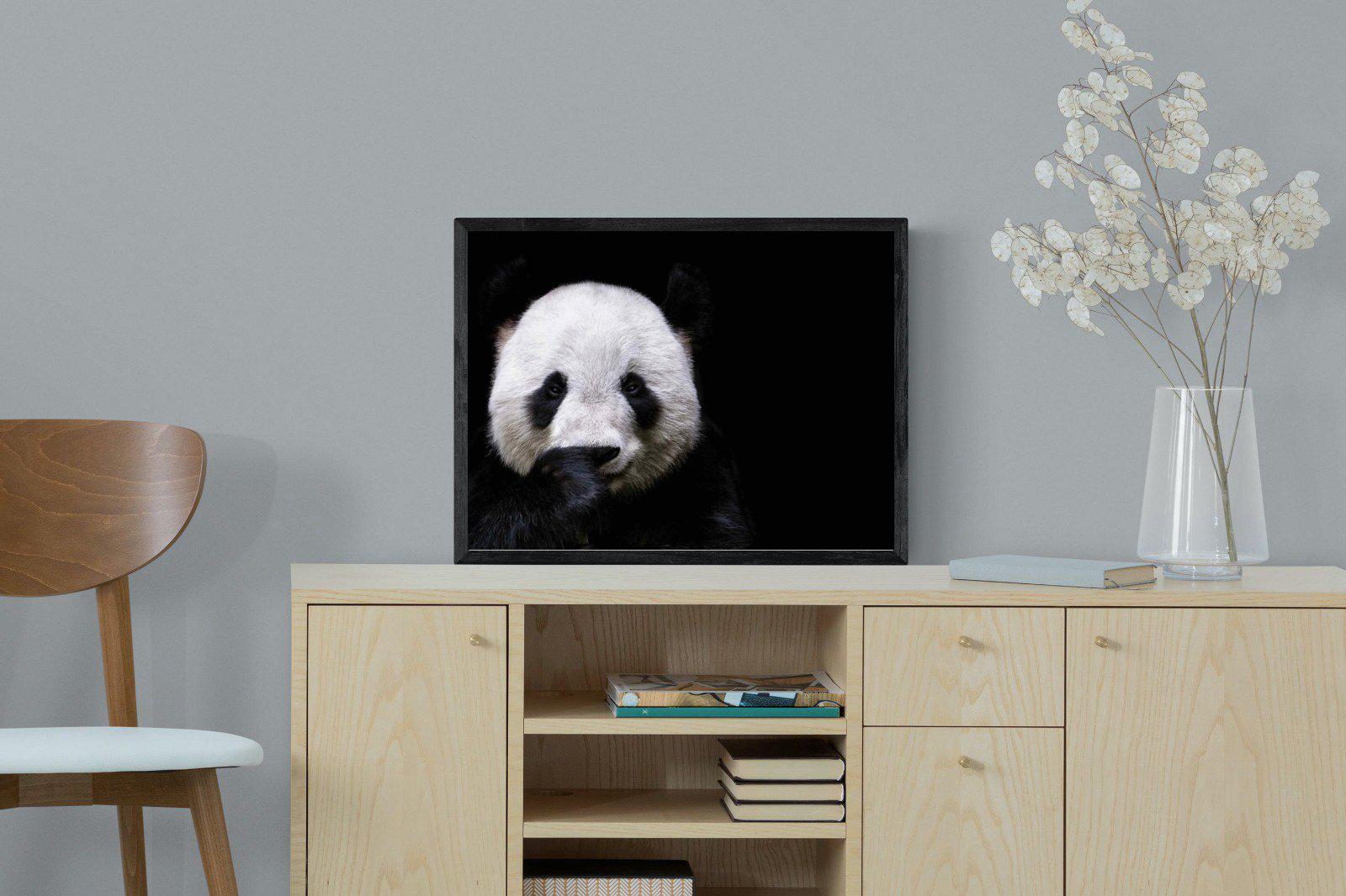 Panda-Wall_Art-60 x 45cm-Mounted Canvas-Black-Pixalot