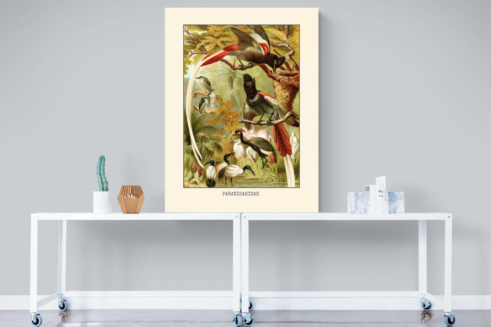 Paradise Flycatchers Etching-Wall_Art-90 x 120cm-Mounted Canvas-No Frame-Pixalot