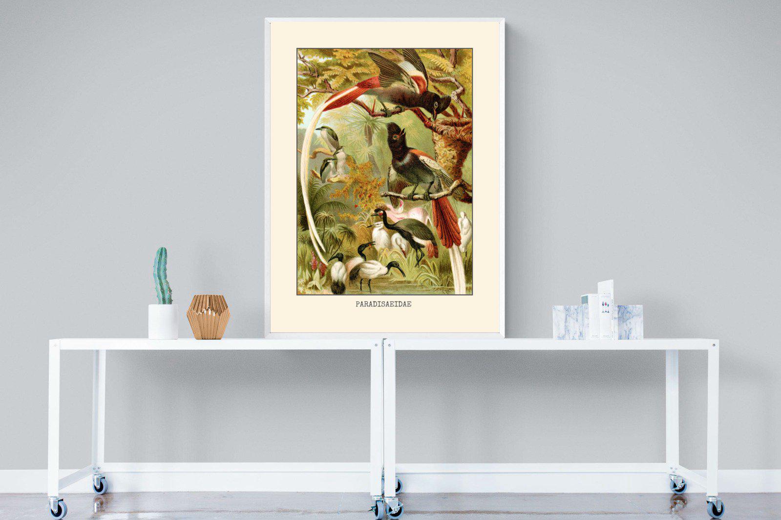 Paradise Flycatchers Etching-Wall_Art-90 x 120cm-Mounted Canvas-White-Pixalot