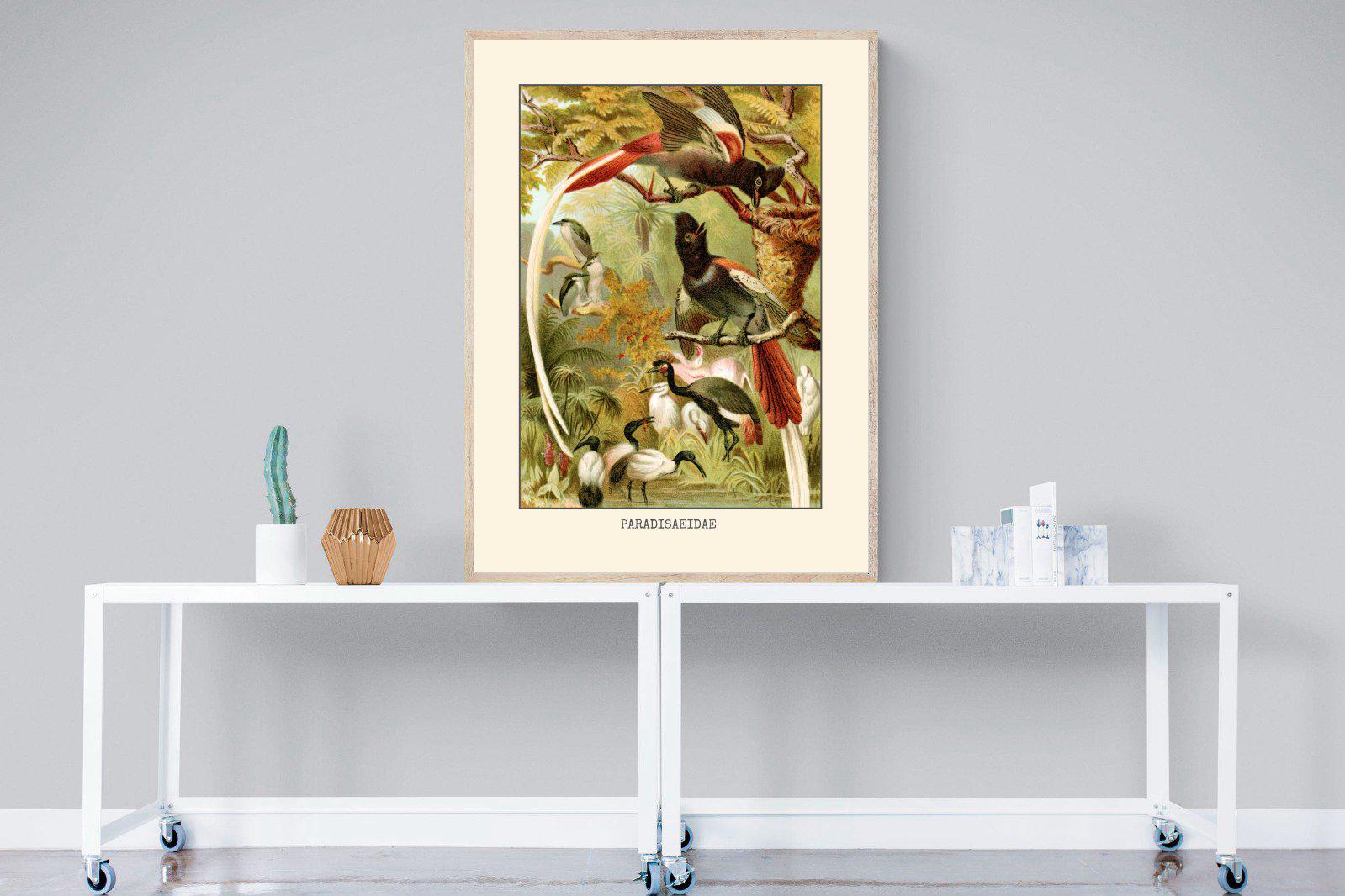 Paradise Flycatchers Etching-Wall_Art-90 x 120cm-Mounted Canvas-Wood-Pixalot